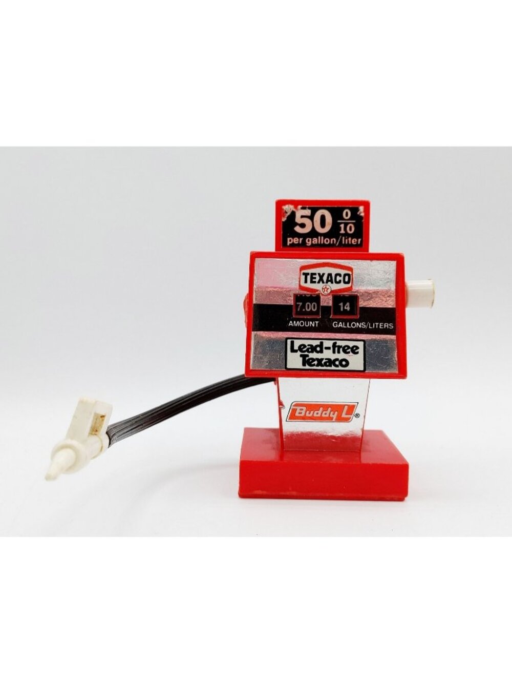 Vintage 1970's Buddy L  TEXACO 4" Plastic Gas Pump Price Change Works Red
